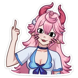 🖕 042e81b5 Аниме, Девушка, Рога, Средний палец, Стикер whatsapp sticker