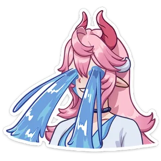😭 0fb41e3d Аниме, Манга, Плачет, Слезы, Каваий, Розовые волосы, Демон, Рога whatsapp sticker