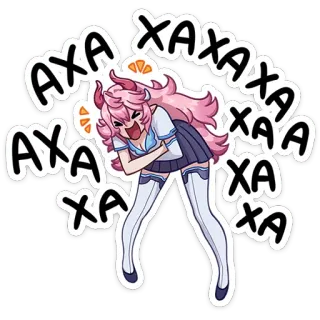 😂 545a4424 AXAXAXAXA Аниме, Мультфильм, Розовые волосы, Школьная форма, Милый, Смешной whatsapp sticker