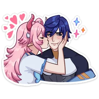 😘 7b1aec97 любовь, поцелуй, пара, аниме, мультфильм, сердечки, романтика whatsapp sticker