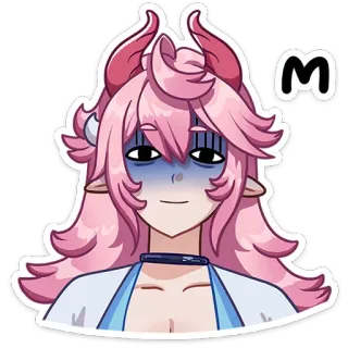😨 7e809c03 M Аниме, Девушка, Рога, Розовые волосы, Смущенная whatsapp sticker