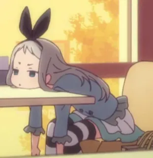 😒 826e1328 动漫, 女孩, 困, 可爱, 卡通, 无聊, 桌子 telegram sticker