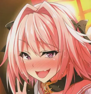 😜 90314cdf Astolfo 动漫, 漫画, 卡通, 粉色头发, 可爱, 阿斯托尔福 telegram sticker