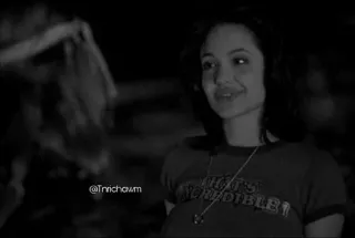 ➰ 89347546 That's Incredible! angelina jolie, donna, bianco e nero, film telegram sticker