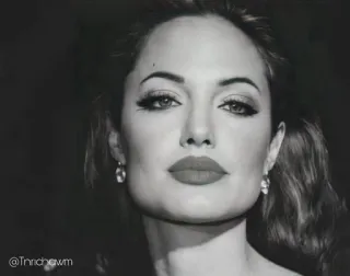 ➰ d7a21478 Angelina Jolie @Trrdchewm attrice, celebrità, ritratto, bianco e nero, donna telegram sticker