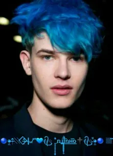 💙 9f8d3774 Niinho 男性, 青髪, ポートレート, モデル, 人, ファッション telegram sticker