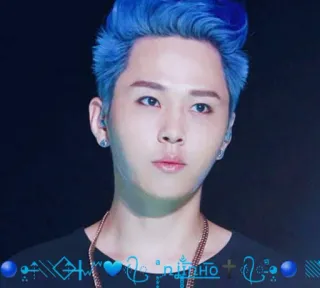 💙 c67cd69a kpop, 青髪, 歌手, 男性, ポートレート telegram sticker