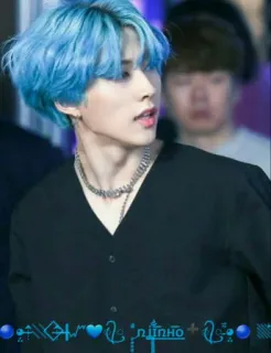 💙 f4d2acaa minho kpop, アイドル, ポートレート, 青髪, 韓国, アジア telegram sticker