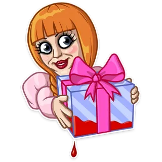 🎁 24267fce muñeca, regalo, tenebroso, terror, sangre, gore telegram sticker