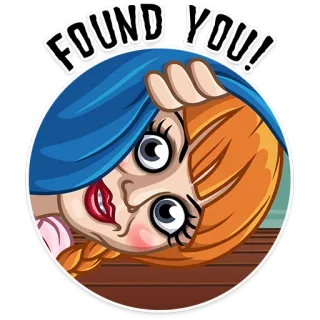👀 a07aef2c FOUND YOU! dibujos animados, chica, mirar, escondite telegram sticker