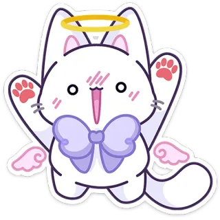 ⭐ 477c0de4 Katze, Engel, Heiligenschein, Flügel, süß, Aufkleber, Cartoon telegram sticker