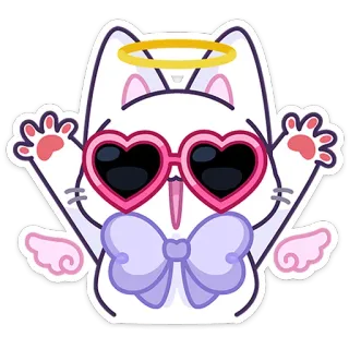 ⭐ 99556d5b Katze, Engel, süß, Herzbrille, Schleife, Heiligenschein, kawaii, Aufkleber telegram sticker