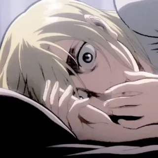 🧺 de77f5d9 Annie Leonhart Attack on Titan аниме, испуганный, Атака титанов, Энни Леонхарт, блондинка, манга telegram sticker