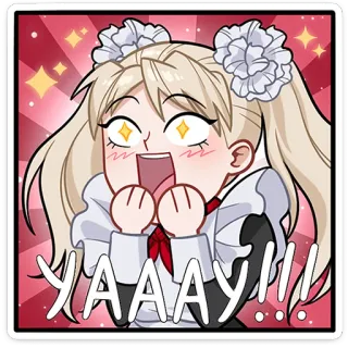 🤩 6460b2b8 YAAAAAY!!! Gadis anime, Semangat, Perayaan, Senang, Gembira, Bersorak telegram sticker