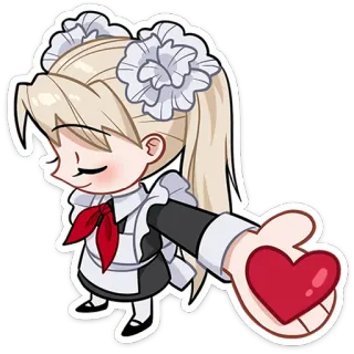 ❤️ fad44549 gadis anime, maid, chibi, hati, imut, kartun, karakter, kawaii telegram sticker