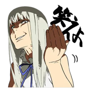 😏 9e65b60f อนิเมะ, ผู้หญิง, ยิ้มเยาะ, ท่าทางมือ, ผมสีขาว telegram sticker