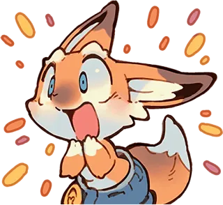 😯 176fd1a5 zorro, dibujos animados, animal, lindo, alegre, emocionado, contento telegram sticker