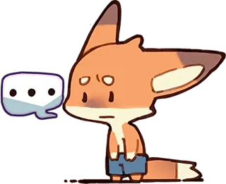 😐 48de953a zorro, animal, dibujos animados, bocadillo, triste, lindo telegram sticker