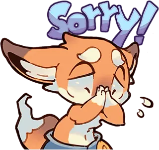 😔 528c8360 Sorry! disculpa, lo siento, lindo, zorro, llorando, dibujos animados telegram sticker