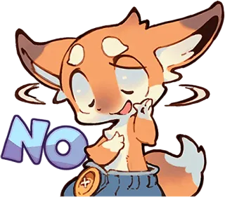 👎 56017b7d NO zorro, dibujos animados, negativo, desaprobación, lindo, pegatina telegram sticker