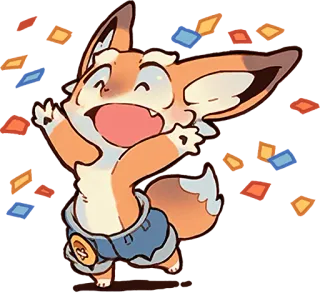 😄 d0b1b591 zorro, animal, celebración, feliz, dibujos animados, lindo, ficción, fiesta telegram sticker