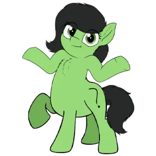 🤷‍♀️ 997cb5e0 ngựa пони, hoạt hình, động vật, xanh lá cây, dấu chấm hỏi telegram sticker