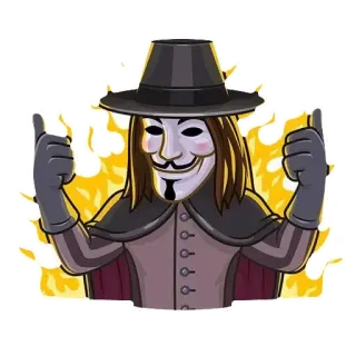 😛 47077435 Guy Fawkes V for Vendetta guy fawkes, v for vendetta, anonymous, mask, protest, revolution whatsapp sticker