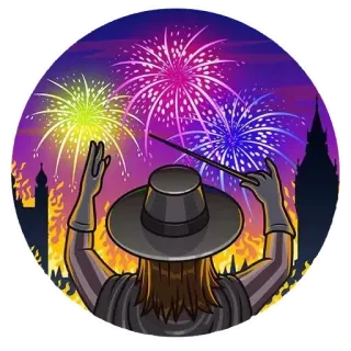 😗 b0e952fd fireworks, magic, celebration, night, cartoon, wand whatsapp sticker