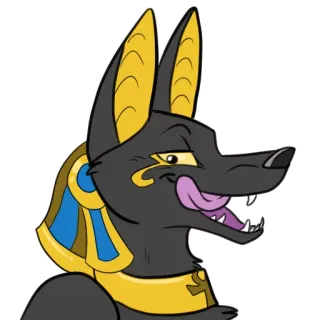 😜 860bdc12 Anubis egípcio, deus, chacal, mitologia, desenho animado telegram sticker