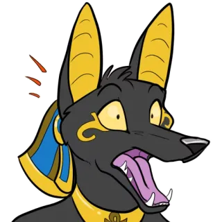 😯 95d37746 Anubis egípcio, deus, chacal, chocado, admirado, surpreso, assustado telegram sticker