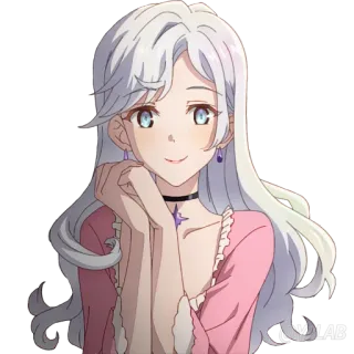 🥰 d9ca16b3 V LAB Anime, Gadis, Rambut Putih, Tersenyum, Karakter, Imut telegram sticker