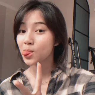 🎀 18ae971a девушка, знак мира, женщина, язык, повседневный telegram sticker