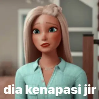 🤮 58108b26 dia kenapasi jir cartoon, animated character, blonde, woman, meme telegram sticker