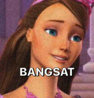 🤮 95a9fb87 Barbie BANGSAT Barbie, doll, cartoon, offensive, insult, animated character telegram sticker