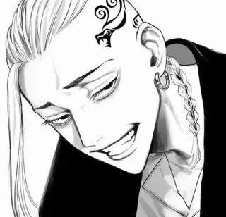 😏 2ece941f Draken Tokyo Revengers Anime, Manga, Tattoo, Draken, Tokyo Revengers, lächelnd, Schwarzweiß whatsapp sticker