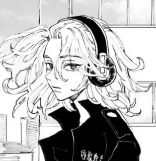 😶 4373ed57 壱番隊 Anime, Manga, Kopfhörer, Zeichnung, Porträt, Mann, Japanisch whatsapp sticker