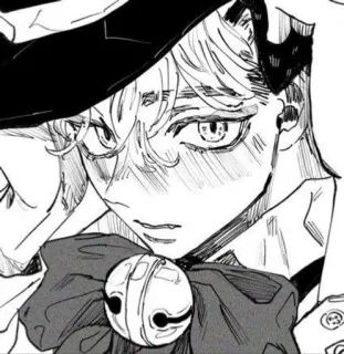 😊 d2f7ae8d Anime, Manga, Charakter, Monochrom, Hut, Glocke, Porträt whatsapp sticker