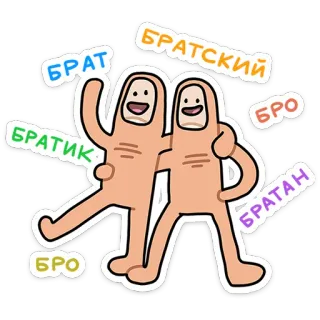 🫂 c6174eaf Брат, Братский, Бро, Братан, Братик, Бро 兄弟, 友谊, 乐趣, 卡通, 手指, 可爱, 俄语, 俚语 telegram sticker