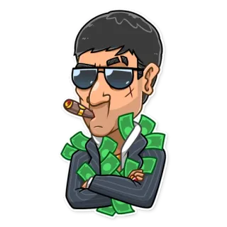 🤑 0f953ded argent, cigare, avidité, succès, costume, richesse whatsapp sticker