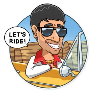 🚗 b12980ea LET'S RIDE! conduite, dessin animé, voiture, balade, road trip whatsapp sticker