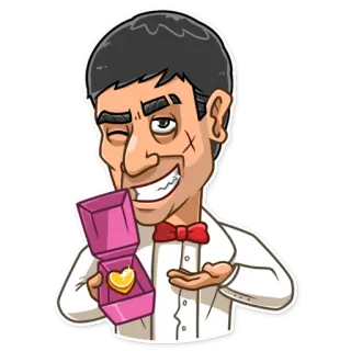 😉 b77a77e0 mariage, coeur, demande en mariage, dessin animé, amour, bague, boîte whatsapp sticker