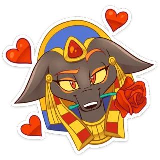 😍 6db93402 anubis, egipski, kreskówka, pies, szakal, serce, róża telegram sticker