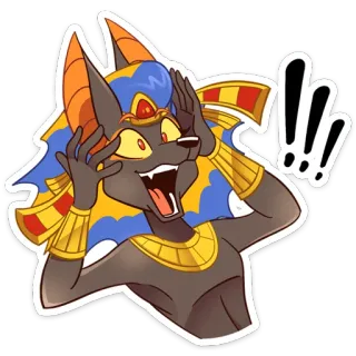 😳 e9e726c9 Anubis, egipski, bóg, szakal, kreskówka, naklejka telegram sticker