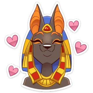 🥰 f11382ca Anubis Anubis, bóg egipski, serca, naklejka telegram sticker