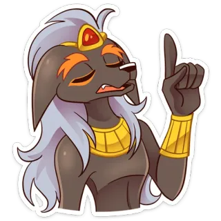 ☝️ f5b61214 Kreskówka, Egipski, Pies, Antropomorficzny, Postać, Gest telegram sticker