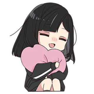 🖤 36805d5a 动漫女孩, Q版, 可爱, 心, 爱, 卡通 telegram sticker