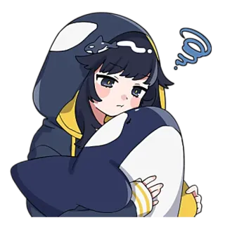 🖤 56a6dad7 动漫女孩, 虎鲸, 可爱, 贴纸, 卡哇伊, 插图 telegram sticker
