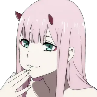 🖤 a7d8a008 Zero Two Darling in the Franxx 动漫, 02, DARLING in the FRANXX, 可爱, 粉色头发, 怪物 telegram sticker