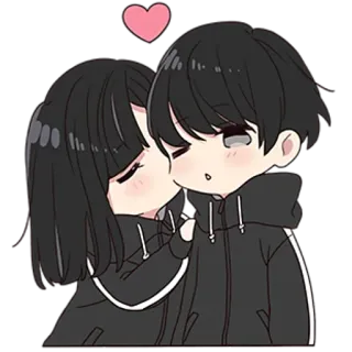 🖤 b067a444 卡通, 情侣, 爱, 可爱, 亲吻, 心 telegram sticker