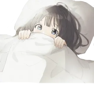 🖤 d5c0855e 动漫女孩, 毯子, 可爱, 动漫, 躲藏, 床 telegram sticker